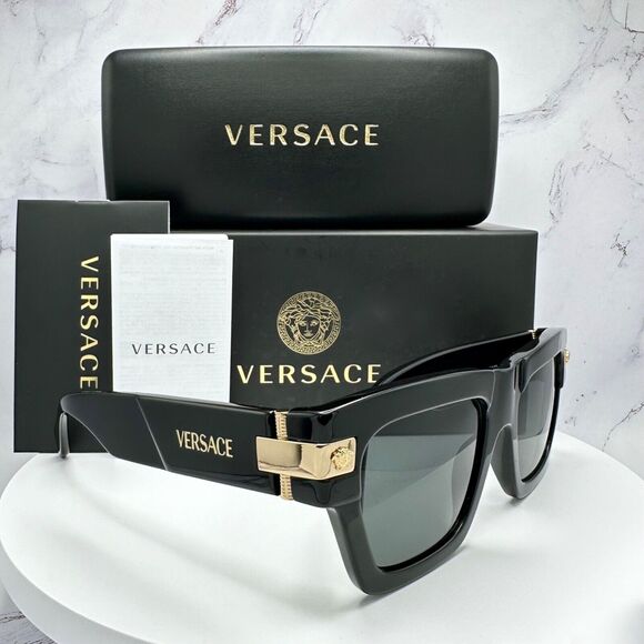 VERSACE Sunglasses New Black Gold Medusa Logo Special Project Dwayne Wade 55 mm - Picture 1 of 16